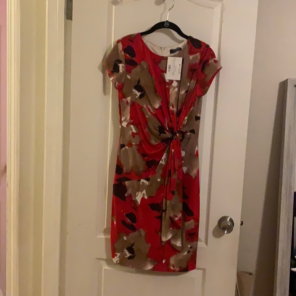 Printed faux wrap dress